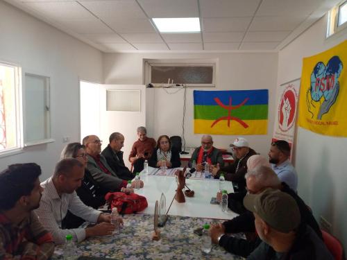 استقبال المناضلة النقابية الفلسطينية سوزان تيسير عبد السلام، عضو المجلس الرئاسي للاتحاد العالمي للنقابات FSM WFTU مرفوقة بالسيد فارس شبلي النقابي الفلسطيني